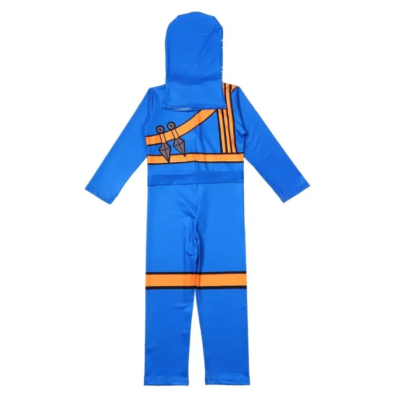Kids Blue Ninja Mask Party Set Anime Japanese Samurai Ninja Theme Cosplay Costume with Mask Fork Prop Gift