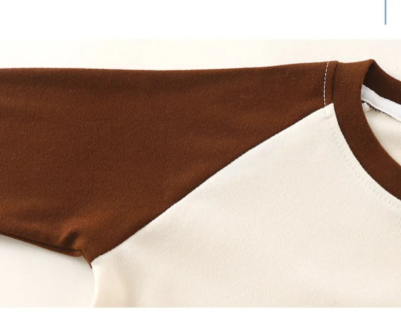 1-12Y Children's Velvet Base Shirt 2025 Spring Long Sleeved Casual Tee Baby Girls Boys Patched Color Round Neck Outerwear Tops