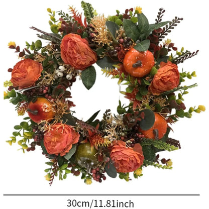 Decoration Wreath Fall Peony Pumpkin Sunflowe for Front Door Festival Celebration Peony home Farmhouse