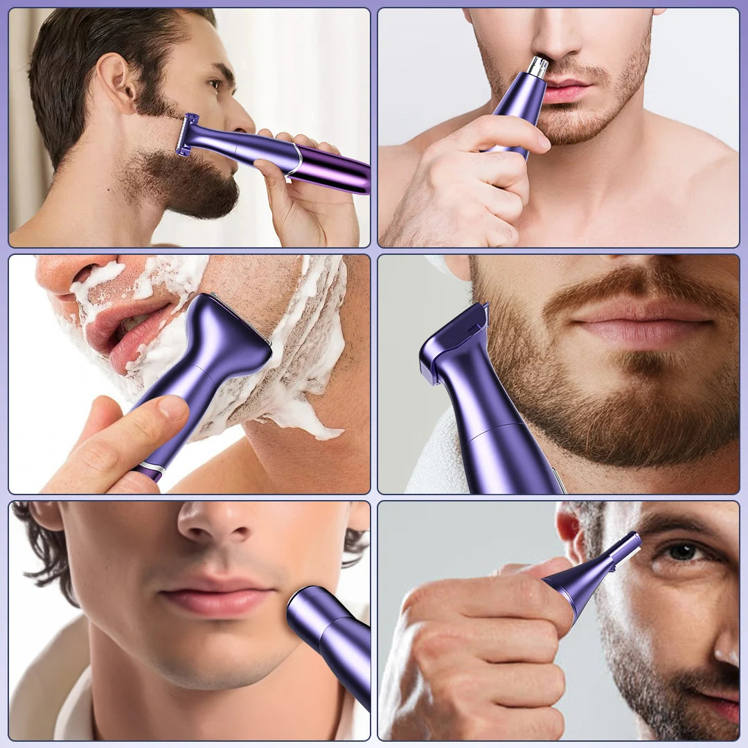 Sejoy 6-In-1 Body Hair Trimmer Kit Electric Beard Shaver Men Women Nose Hair Trimmer Eyebrow Razor Portable Body Hair Shaver