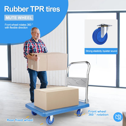 Robuster Einkaufswagen, Handwagen, Rollwagen mit Rädern, tragbarer Klappwagen, Trolley, Gepäckwagen