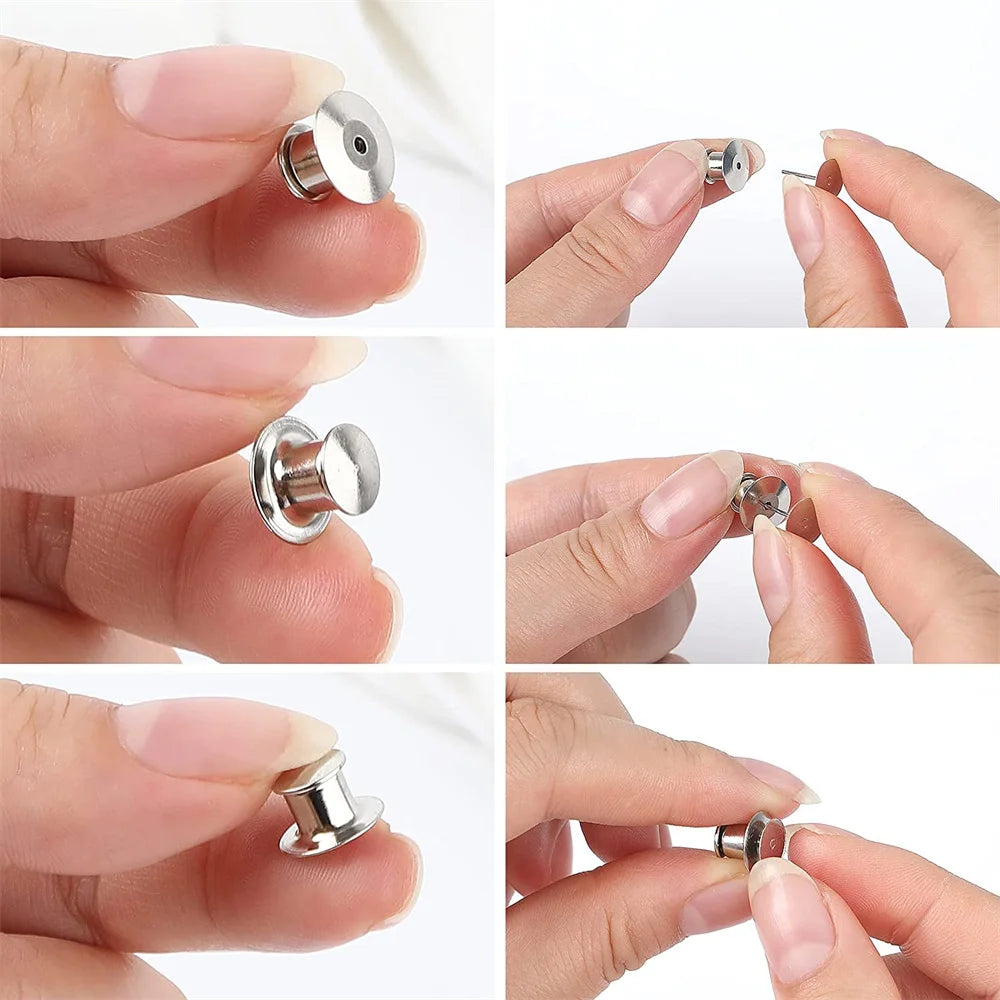 10/30/50 Pieces Locking Pin Backs Metal Pin Backs Locking Pin Keepers Locking Clasp For DIY Enamel Brooch Badge Jewelry Making