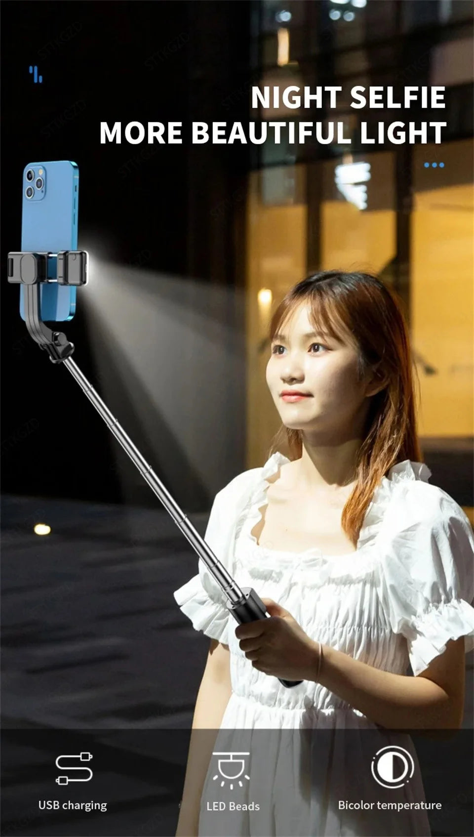 Portable Mini Selfie Stick Led Fill Light Foldable Tripod Phone Stand Holder Support Wireless Bluetooth Remote Control Shutter