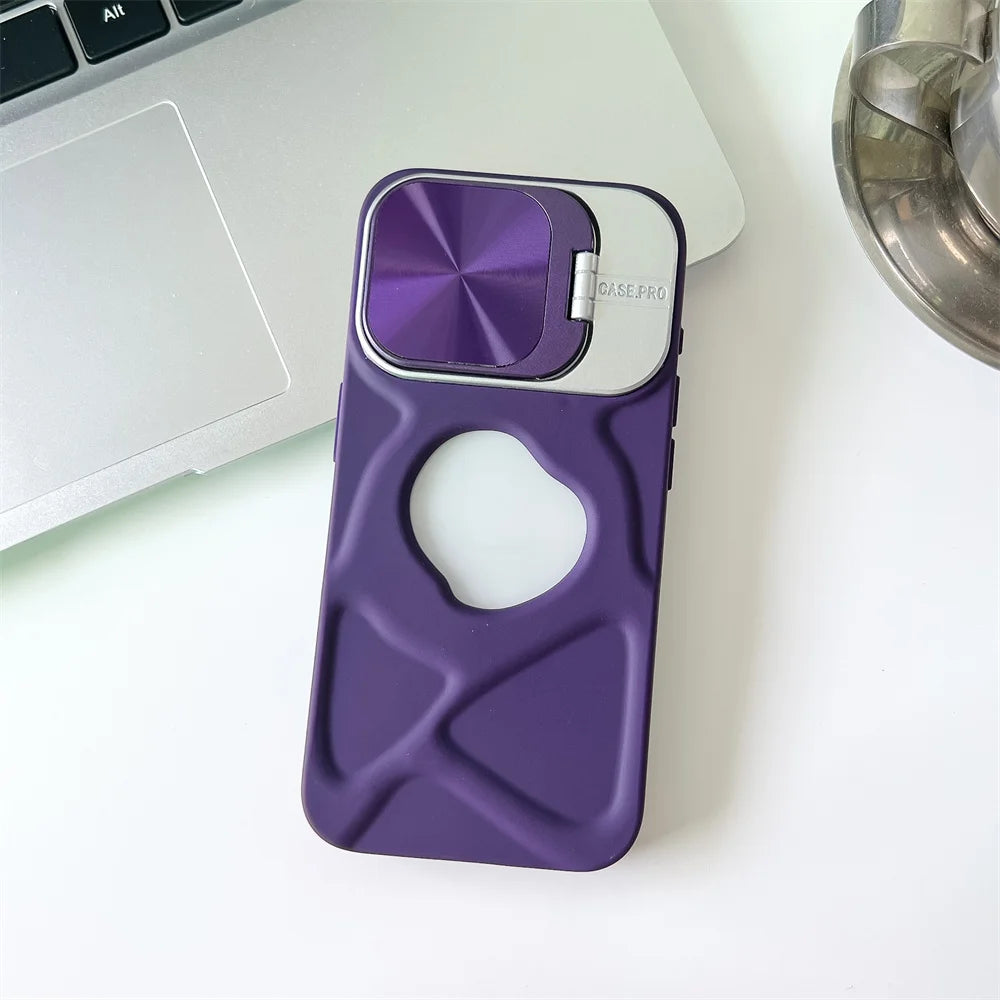 Fashion Logo Hole Magnetic Case for iPhone 17Air 12 13 14 15 16 17 Pro Max Plus Lens Protection Stand For Magsafe Silicone Cover