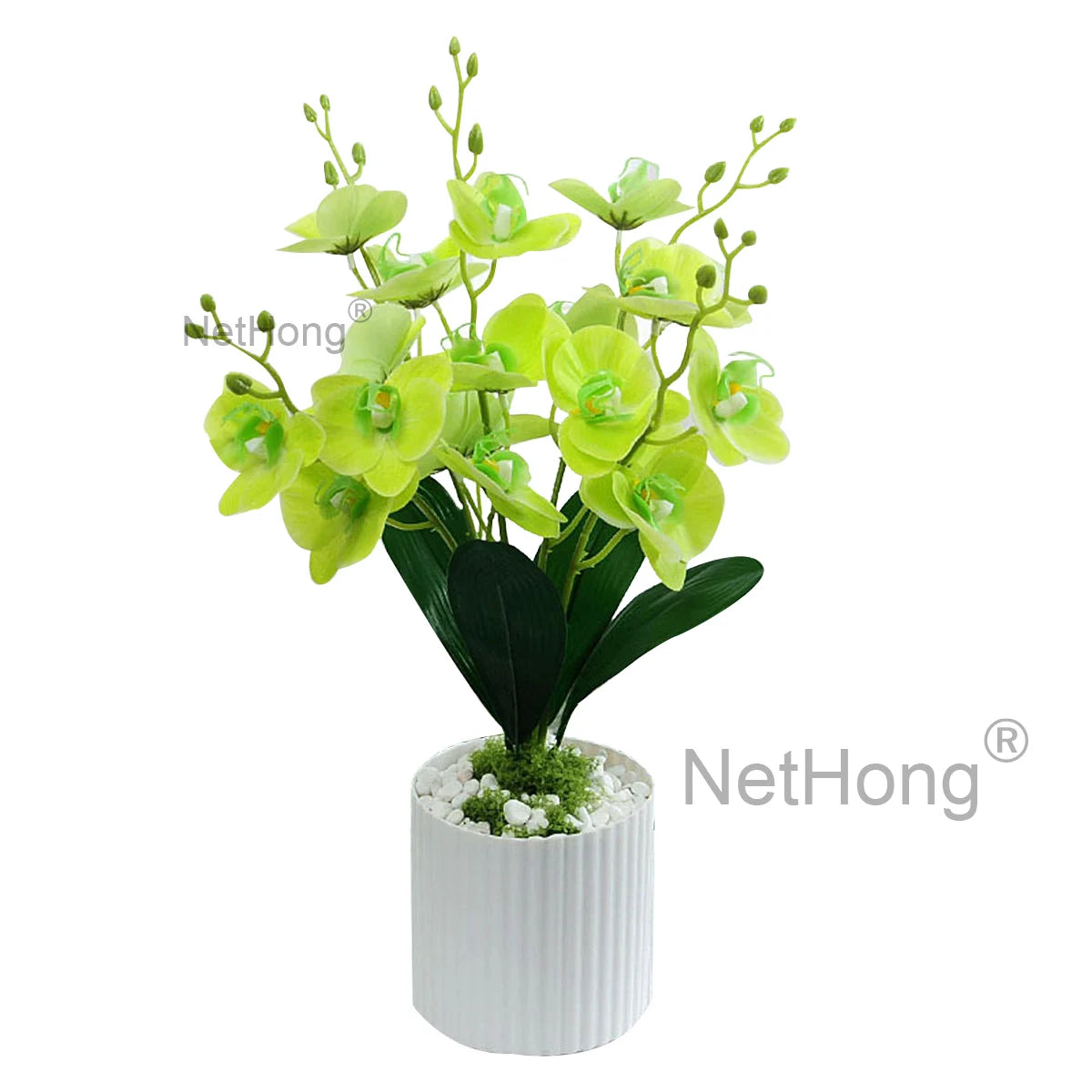 Artificial Flowers Potted 5-branched Phalaenopsis iron wire inside the branches