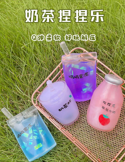 Summer Kawaii Squishy Big Milk Tea Cup Anti-Pressure Pinching Squeeze Kids Toy Fruit Cup Sensory Stress Relief Water Polo Gift
