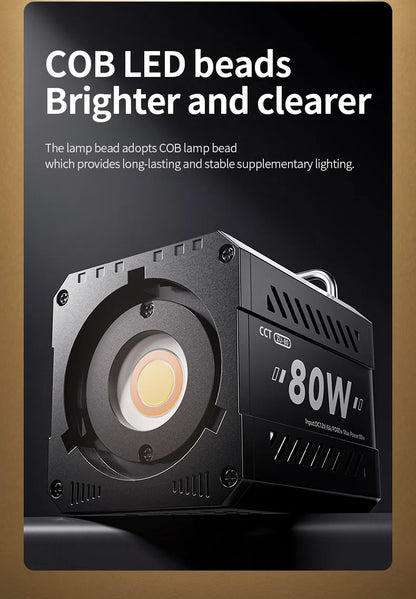 ZU80/ZU60 Photo Studio Light COB Bi-Color 2500-8500K CRI≥95 TLCI≥97 With Diffuser LED Video Lights Fill Lighting