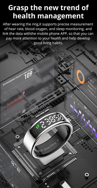 New COLMI R12 Smart Ring, Wireless Charging, Display and Touch, Health Manager, Multi Sports Modes For Men Women, Gold, Silver