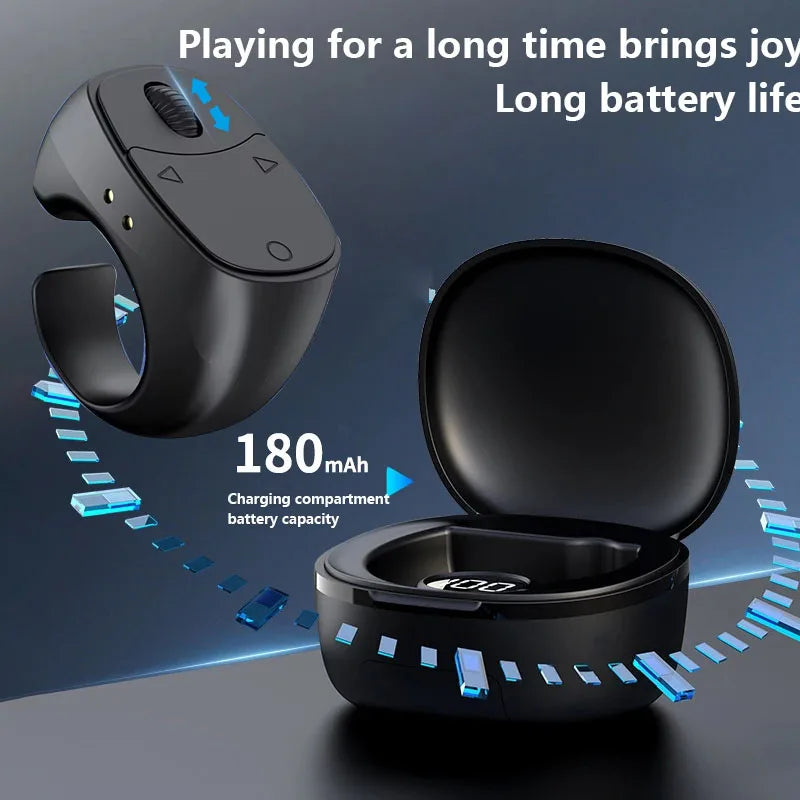Remote Control Wireless Bluetooth Roller Fingertip Ring  portable Mobile Selfie Mice Video Automatic Page Turner Browsing Ring