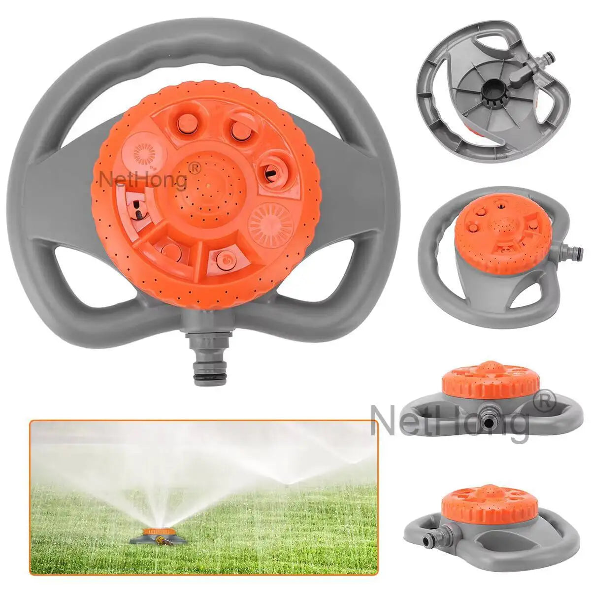 8 Function Garden Lawn Grass Water Sprinkler Hose Irrigation Watering Spray 360°