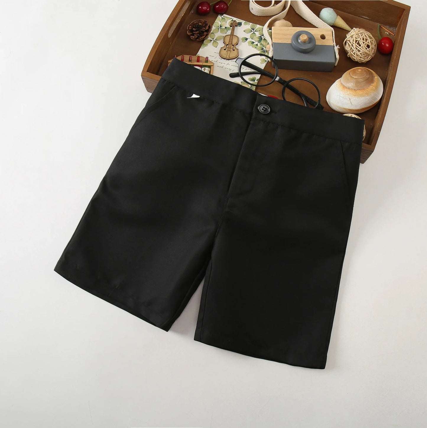 Boys White Black Long Sleeve Formal Shirt - Kids School Uniform Party Performance Blouse | Ages 1-12+