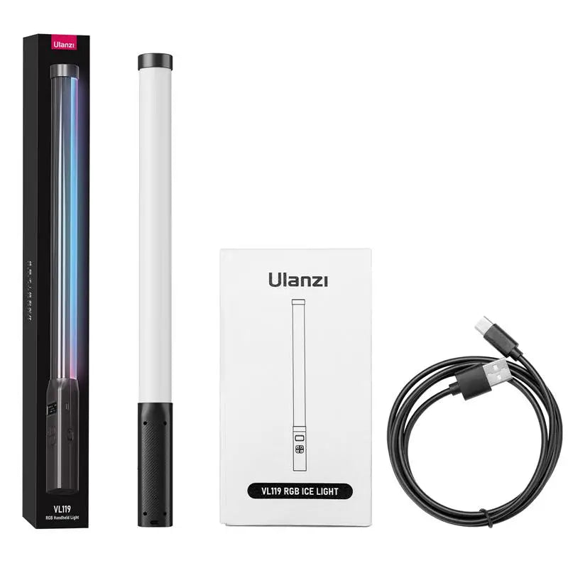 Ulanzi VL119 Stick Light RGB Handheld Wand Tube LED Video Light CRI 95+ 2500K-9000K 2000mAh Photography Lighting Fill Lamp