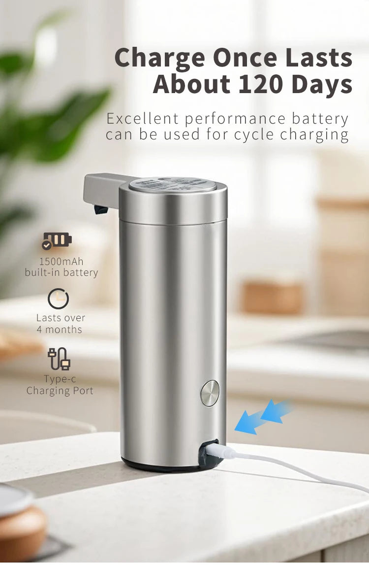 Kitchen Soap Machine Automatic Sensor Out of Hand Sanitizer Smart Electric Body Wash Soap Dispenser 304 Stainless Steel