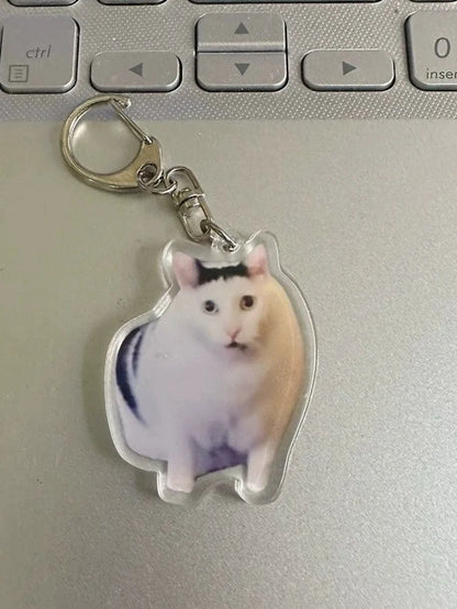 Huh Cat Keychain Meme Keychain  Fanny Cat Keyring Talking Cats Confused Cat Pandant Cute Gift