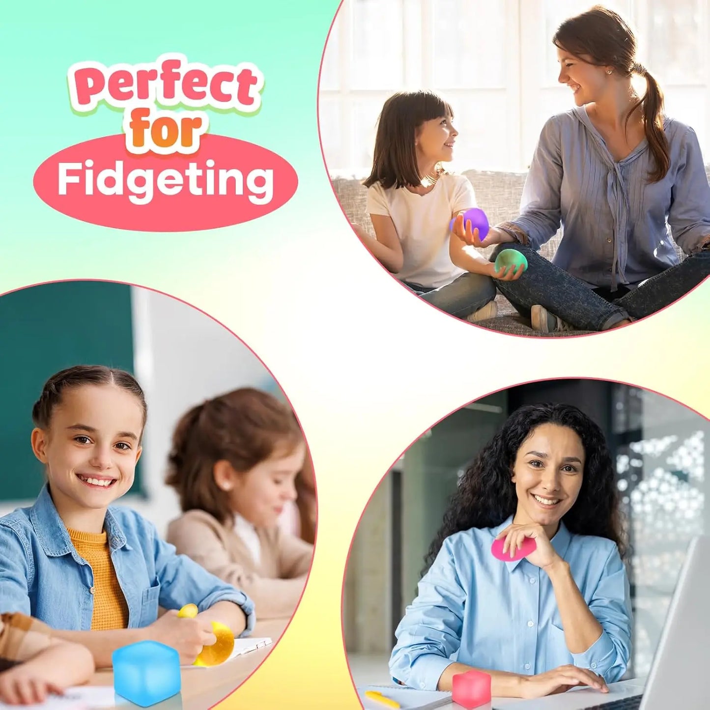 Stress Cube Squishy Fidget Toys for Relaxation High Density Gel Filled Fidgets for Classroom Sensory Calming Toys for Kids Adult