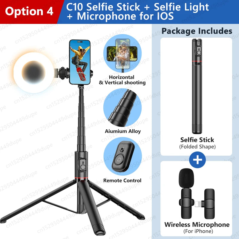 Wireless Selfie Stick Tripod for Smartphone, Aluminum Alloy 72 inch Selfie Stick Portable for iPhone 13 14 pro max Android Phone