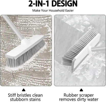 Long Handle Scrub Brush 2 In 1 Floor Scrubber And Squeegee For Cleaning