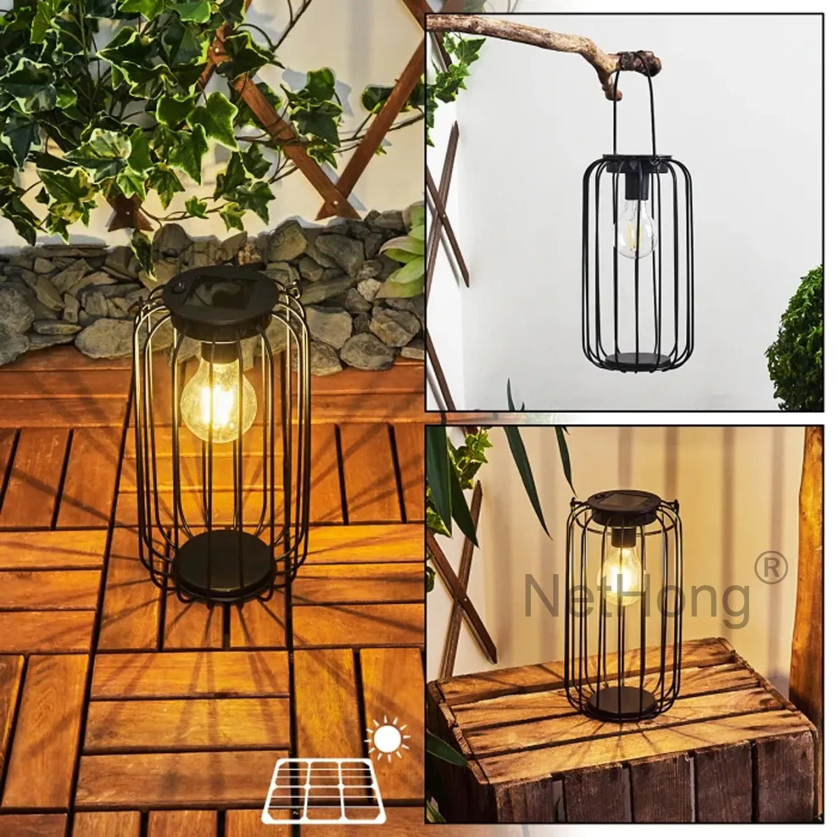 Solar Powered LED Hanging Lanterns Lights Waterproof Outdoor Lawn Lamps~Gardens