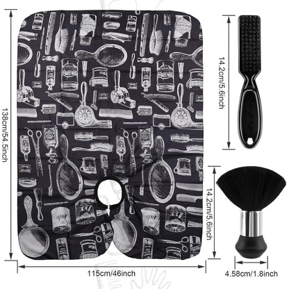 3/8pcsHair Cutting Barber Cape Set with Neck Duster Brush Barber Brush Professional Barber Accessories Salon Cleaning Supplies