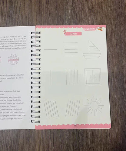 Magic Writing Book in Portuguese Calligraphy Notebook Montessori Kids Reusable Educational Calligraphic Letter Practice Toy