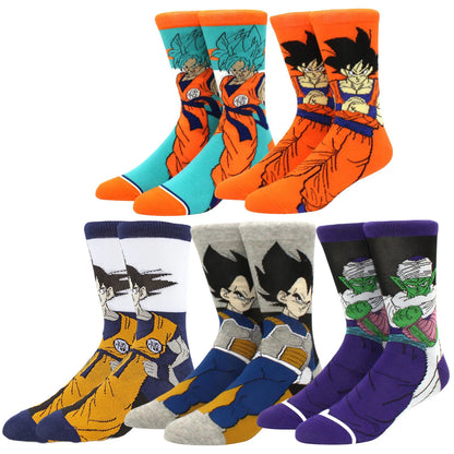 Dragon Ball Anime Socks - 5 Pairs Unisex Crew Socks for Men & Women