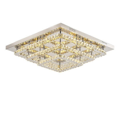KOMORE Square Multiple-size Glamourous Crystal LED Ceiling Light, Cool White / Stepless Dimming for Office, Living Room, Bedroom