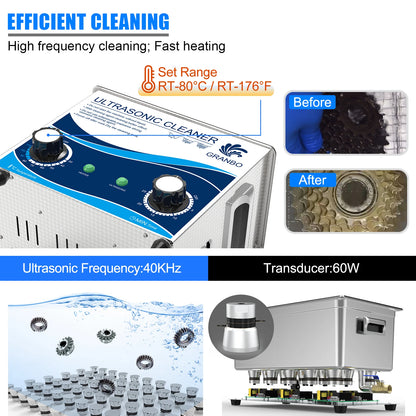 Granbo Ultrasonic Cleaner 3.2L Ultrasound Cleaning Bath 180W Laboratory Ultrasonic Tank Bicycle Chains Cleaning Machine