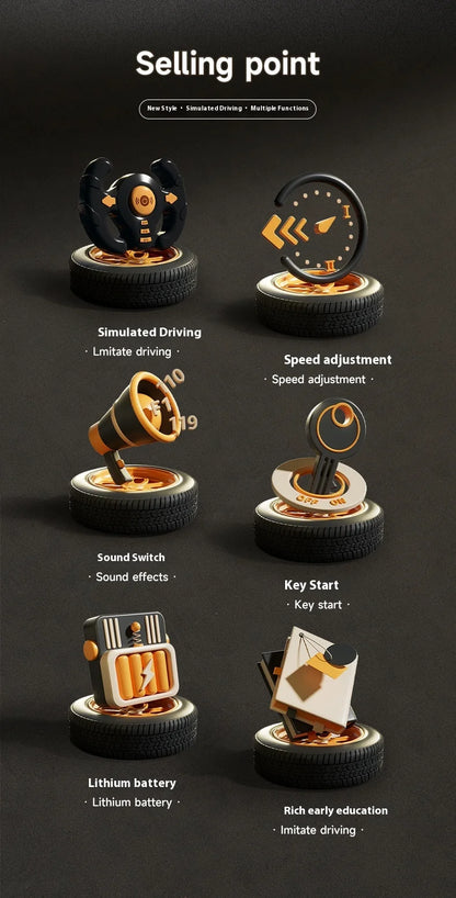 2024 Racing Adventure Children'S Steering Wheel Electric Desktop Game Console Evasion Simulation Driving Toy