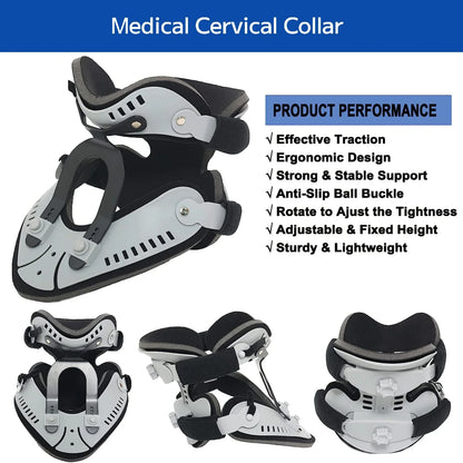 Neck Brace Support Orthosis, Adjustable Cervical Collar, Fixable Neck Posture Corrector, Pain Relief, Traction Spine Alignment