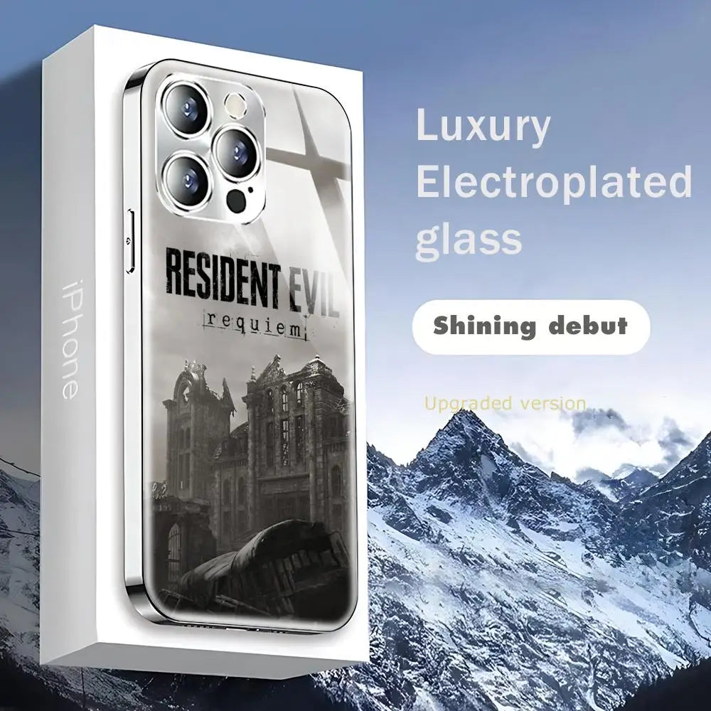 Resident Evil Requiem Phone Case For iphone 17 16 15 14 13 12 Pro Plus Max New Electroplated glass Case