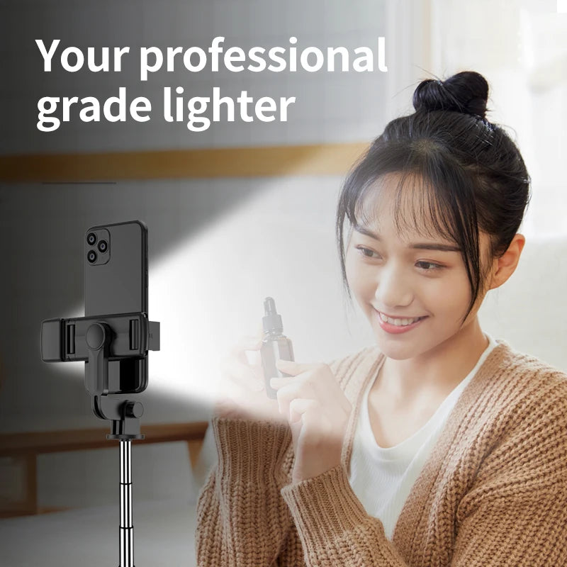 MEUYAG Wireless Selfie stick Tripod With Fill Light Bluetooth Shutter Remote Control Portable Foldable Monopod For Smart Phone