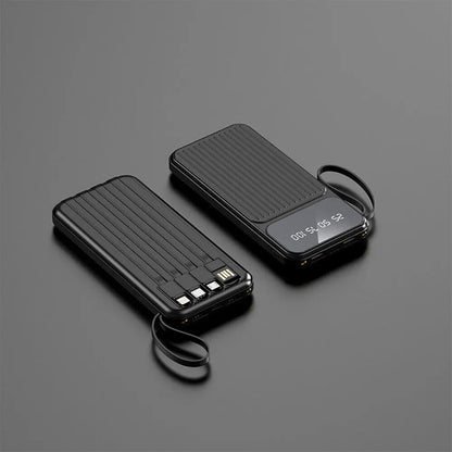 10000Mah Power Bank Pack 4 Cables Fast Charger External Battery For Mobile Phone