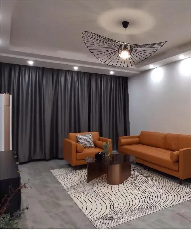 Italian Cross-border Nordic Straw Hat Lamp Fabric Restaurant Art Living Bedroom Designer Internet Celebrity Modern Simple Lamps