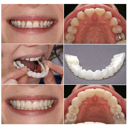 2 Pairs Regain Confident Smile Smile Whitening Teeth Snap Cap Denture Care Comfort Upper and Lower Jaw Denture for Men and Women