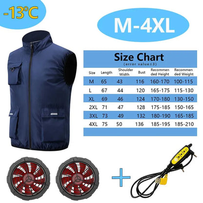 Summer Cooling Fan Workwear, Unisex Short Sleeve, Outdoor Sun Protection & Cooling Vest with Built-in Fans
