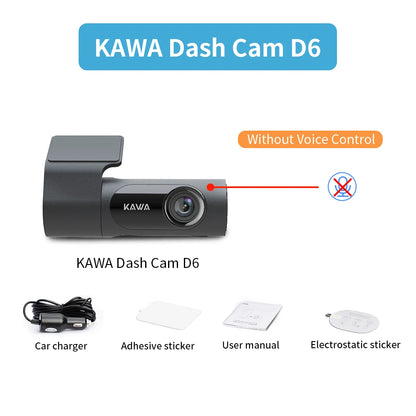 1440P KAWA Car DVR D6 Dash Cam 2K Video Recorder WiFi/App/Voice Control Dash Camera WDR G sensor Night Vision Hidden Dashcam