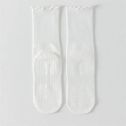Yoga socks, boneless mid tube socks, sports anti slip thin fit, fitness Pilates combed cotton women's socks