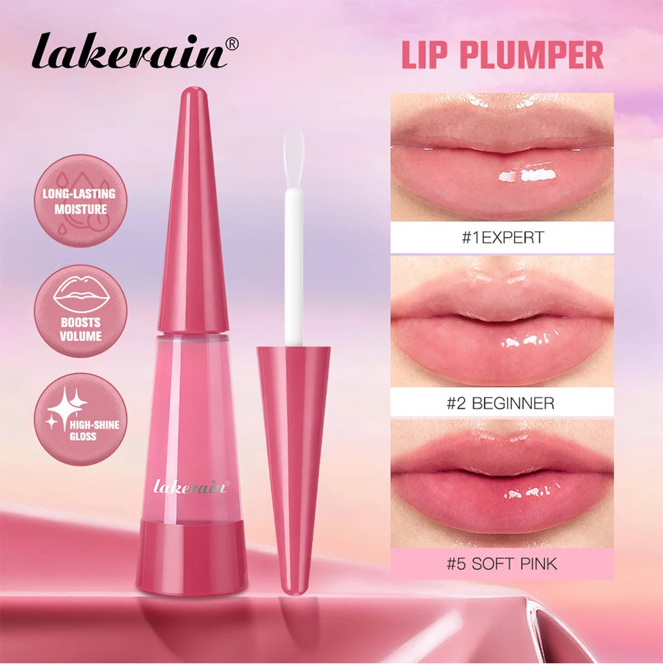 Lakerain Lip Plumper Deep Hydration Long-Lasting Nourishment High-Shine Gloss Shining Voluminous Finish Lip Moisturizing Liquid
