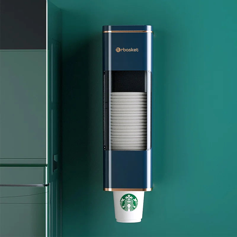 Disposable Cup Holder Cup Extractor Wall Mounted Non Perforated Dust-Proof Moisture-Proof Storage Rack