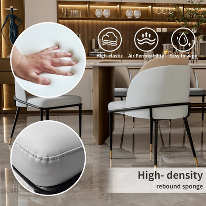 Luxurious Upholstered Dining Room Chairs Set, Microfiber Silicone Leather, 2 Colors, Kitchen Chairs
