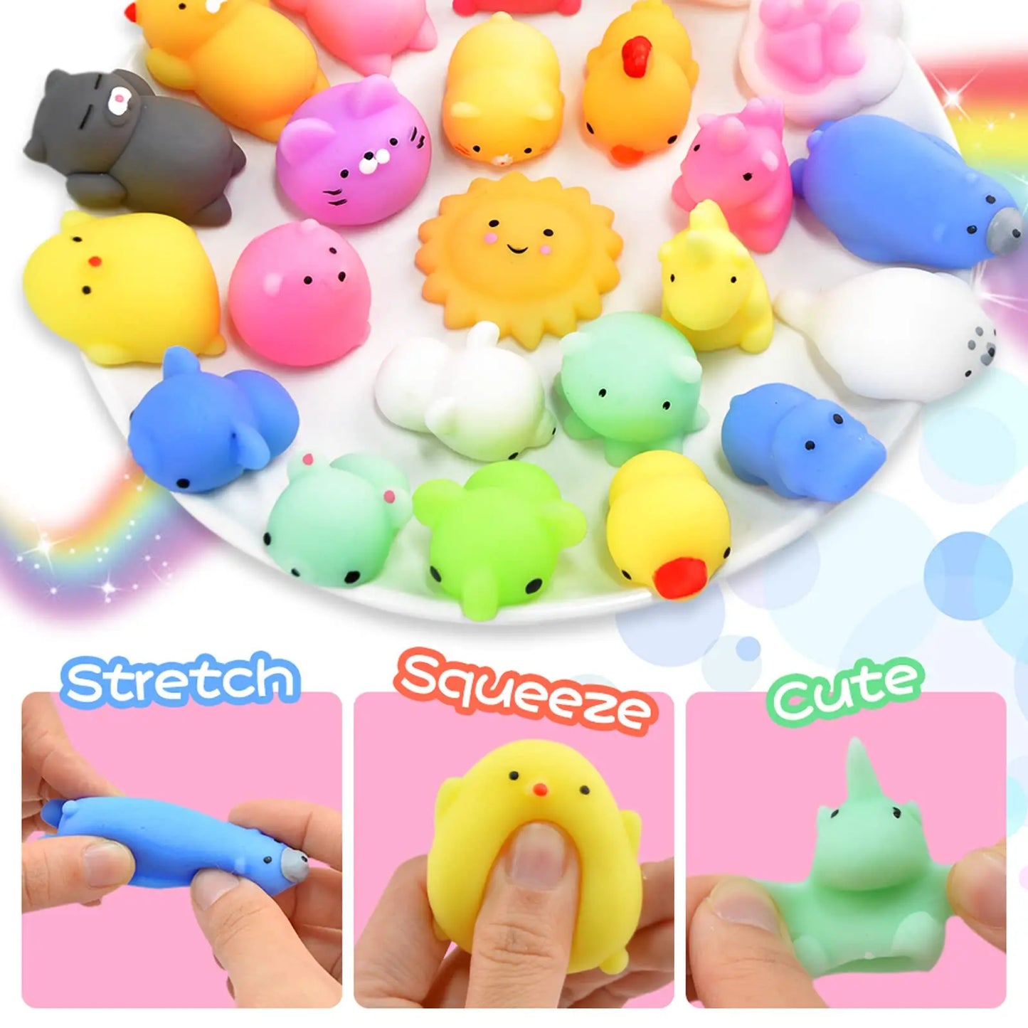 10/20/40 Mochi Squishy Toys Mini Kawaii Squishy Party Favors for Kids Treasure Toys for Classroom Prizes Fidget Toys Goodie Bag