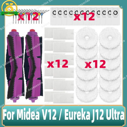 Compatible For 미디어 Midea V12 / Eureka J12 Ultra Main Side Brush Mop Cloth Filter Dust Bag Accessories Spare Replacement Parts