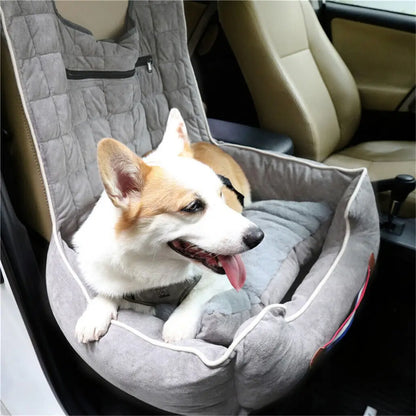 Dog Car Seat Protector Travel Anti-Slip Pet Booster Seat with Storage Pockets and Safety Leash Car Carrier Bed Hold 14kg