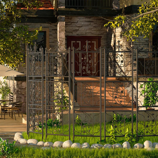 Thick Metal Garden Trellis, Bird Leaf Grid Panel Fence, Climbing Planter Support Frame, 2pcs