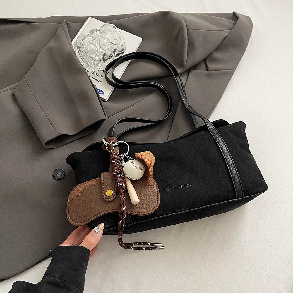 Autumn and Winter Vintage Women's Bag Suede Shoulder Bag Luxury Designer Top Handle Clutch Bag Purse for Women Retro Handbags