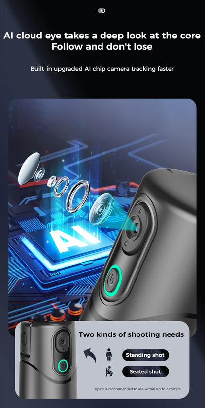 Automatic facial tracking phone holder with remote control and gesture control, 360 ° rotating phone camera holder