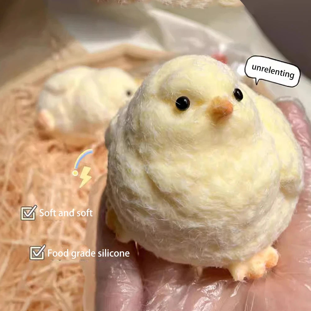 Handmade Plush Simulation Yellow Chicken Stress Relief Toys Handmade Chick Toys Squeezing Pinching Toys Kids Birthday Gift