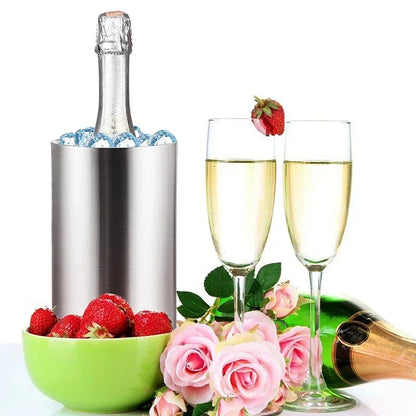UPORS Stainless Steel Wine Cooler Bucket - Double Wall Ice Bucket for Wine Champagne Beer | Home Bar