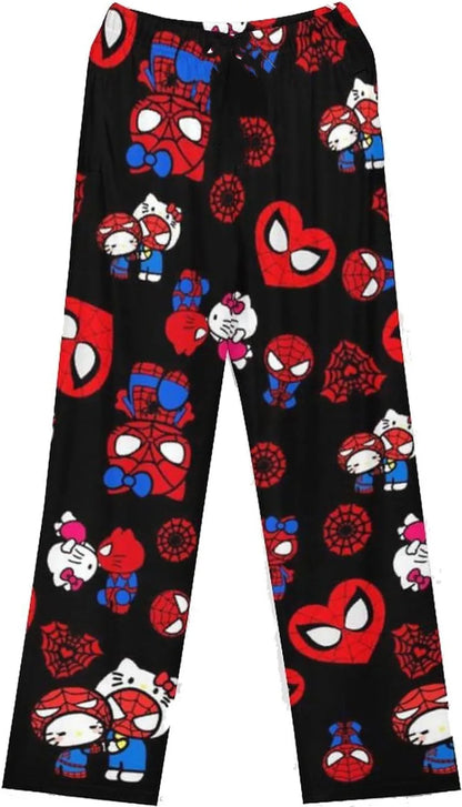 Hello Kitty Spider-man Cotton Loose Ladies Pajama Pants Pyjama Trousers Women Men Cartoon Sleep Bottoms Lounge Wear Girl Sleep