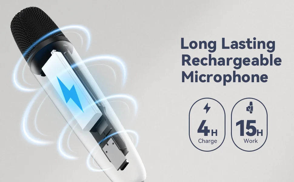 T1-테슬라 Car Karaoke Microphone, 테슬라 Rechargeable Caraoke Mic with USB-A & USB-C Receiver, Plug to Use，No Need Pair